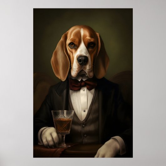 Aristocratische Beagleprint, Grappige Renaissanceh Poster (Voorkant)