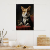 Aristocratische Corgi Portret Print, Grappig Poster (Keuken)
