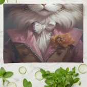 Aristocratische kat in roze theedoek (Gevouwen)