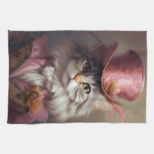 Aristocratische kat in roze theedoek (Horizontaal)