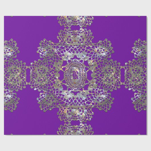 Aristocratische Monogram Paars Cadeaupapier (Vlak)