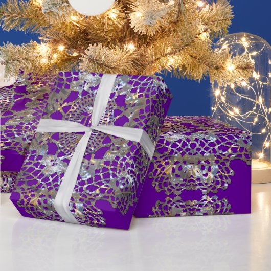 Aristocratische Monogram Paars Cadeaupapier (Feestdagen)
