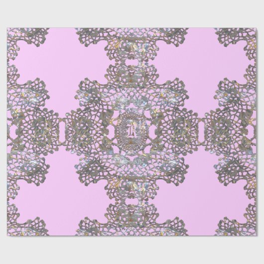 Aristocratische Monogram Roze Cadeaupapier (Vlak)