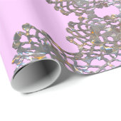 Aristocratische Monogram Roze Cadeaupapier (Rol Hoek)