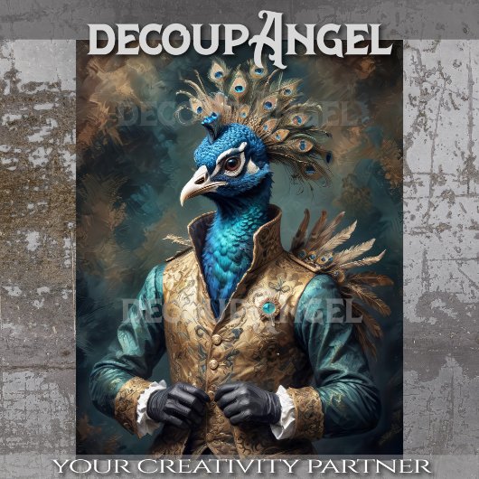 Aristocratische pauw -Decoupage- Tissuepapier