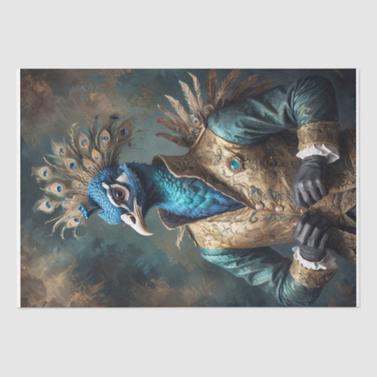 Aristocratische pauw -Decoupage- Tissuepapier (Voorkant)