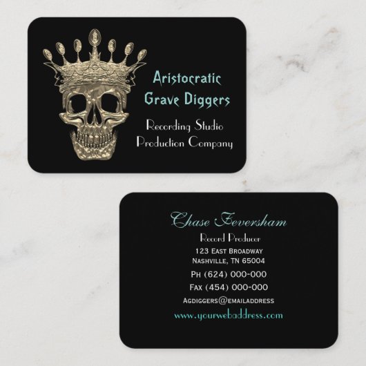 Aristocratische Skull Black II Professional Visitekaartje (Voorkant / Achterkant)