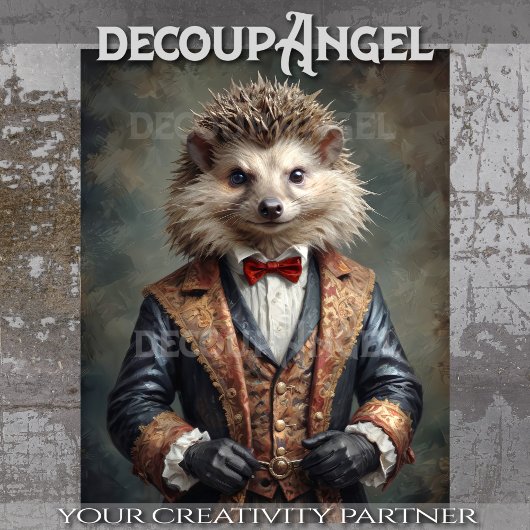 Aristocratische stijl egel -Decoupage- Tissuepapier