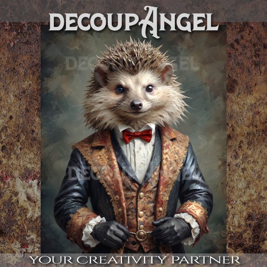 Aristocratische stijl egel -Decoupage- Tissuepapier