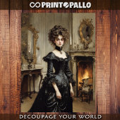 Aristocratische Victoriaans vrouw in zwarte jurk Tissuepapier