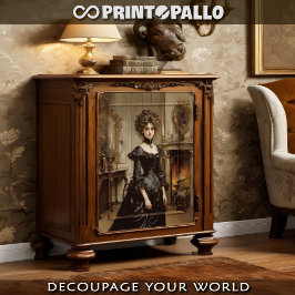 Aristocratische Victoriaans vrouw in zwarte jurk Tissuepapier