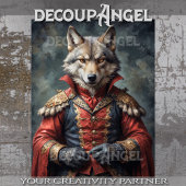 Aristocratische wolf met een rode mantel -Decoupag Tissuepapier