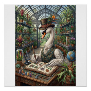 Aristocratische Zwaan Victoriaanse Kas Botanische Perfect Poster