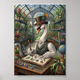 Aristocratische Zwaan Victoriaanse Kas Botanische Poster