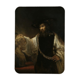 Aristoteles (384-322 voor Christus) met een buste  Magneet