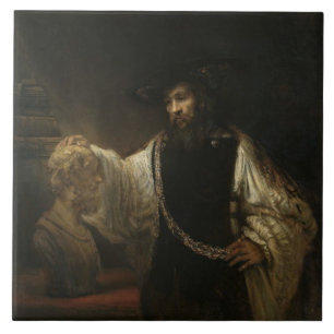Aristoteles (384-322 voor Christus) met een buste  Tegeltje