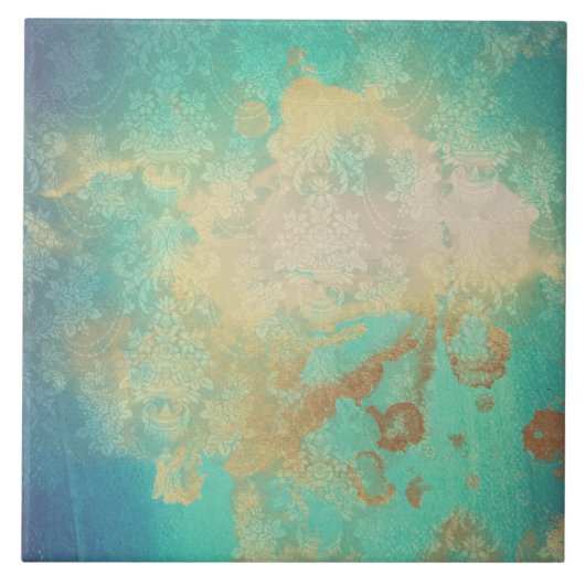 Aristoteles blauw-blauwgroen beige gerijpt tegeltje (Voorkant)