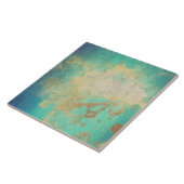 Aristoteles blauw-blauwgroen beige gerijpt tegeltje (Zijkant)