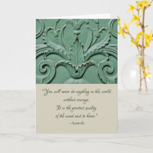 Aristoteles Courage Quote Afstuderen Kaart (Gele Bloem)