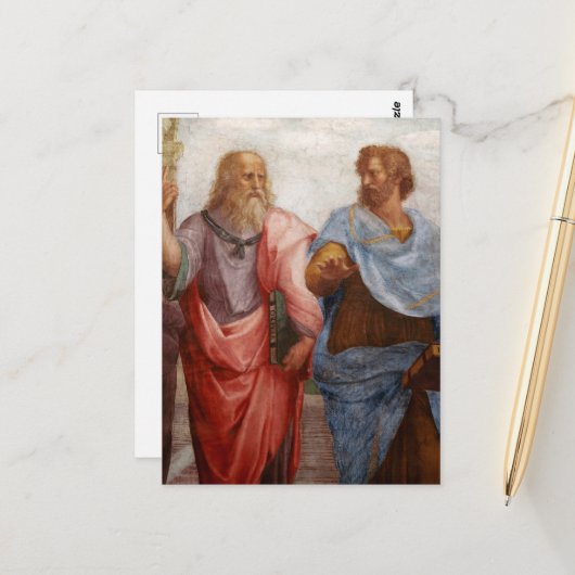 Aristoteles en Plato van Rafaël Briefkaart (Voorkant / Achterkant in situ)