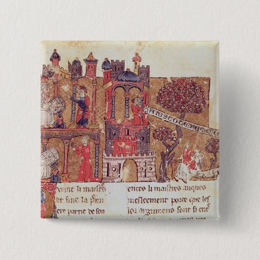 Aristoteles instrueert Alexander de Grote in Vierkante Button 5,1 Cm (Voorkant)