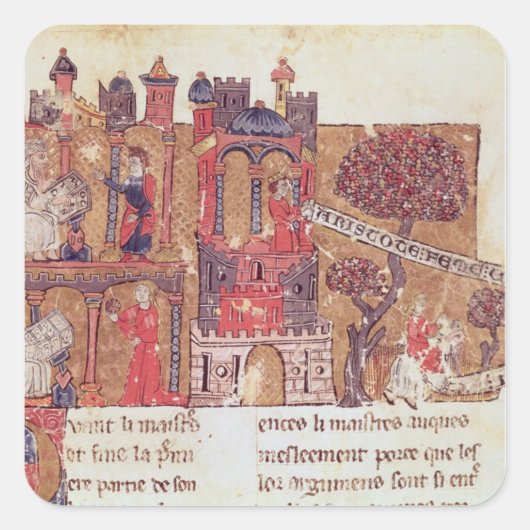 Aristoteles instrueert Alexander de Grote in Vierkante Sticker (Voorkant)