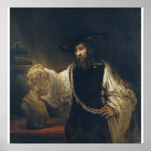 Aristotle With A Bust Of Homer by Rembrandt Poster (Voorkant)