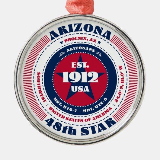 Arizona 48e staat kerstversiering metalen ornament (Voorkant)