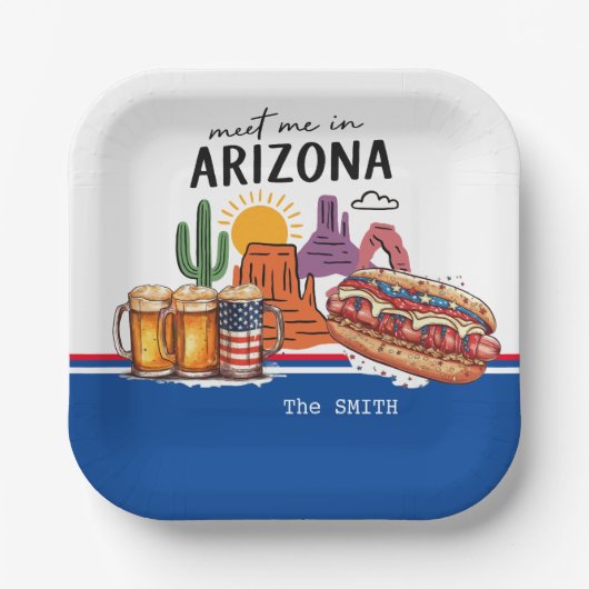 Arizona 4 juli-viering papieren bordje (Voorkant)