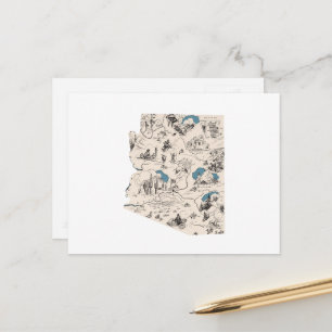 Arizona  Afbeelding Map Antiek Arizonan Chart Briefkaart