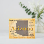 Arizona Aged Map Briefkaart (Staand voorkant)