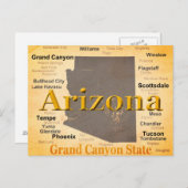 Arizona Aged Map Briefkaart (Voorkant / Achterkant)