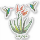 ARIZONA Aloe Vera Succulent Hummingbird Blooms Sticker (Voorkant)