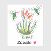 ARIZONA Aloe Vera Succulent Hummingbird Blooms Sticker (Vel)