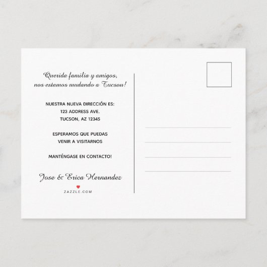 Arizona Anuncio de Mudanza Briefkaart (Achterkant)