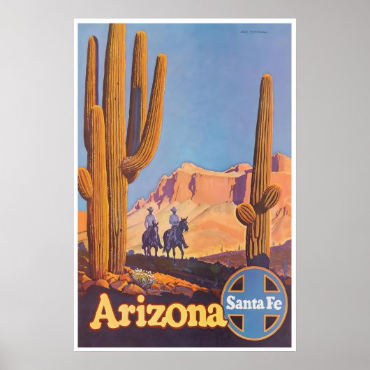 Arizona Art Santa Fe Reisposter Cowboy Print (Voorkant)
