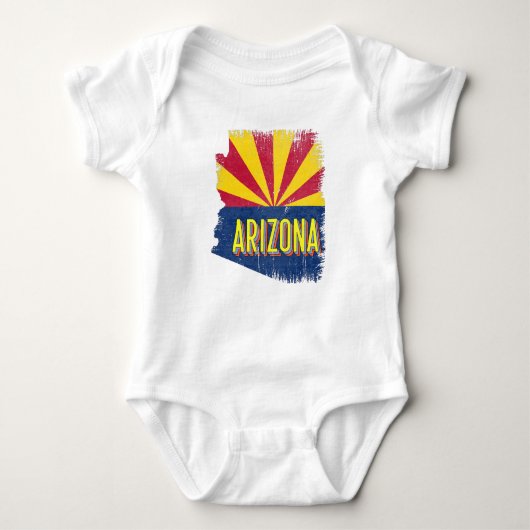  Arizona AZ State Flag Map Souvenir 70s Romper (Voorkant)