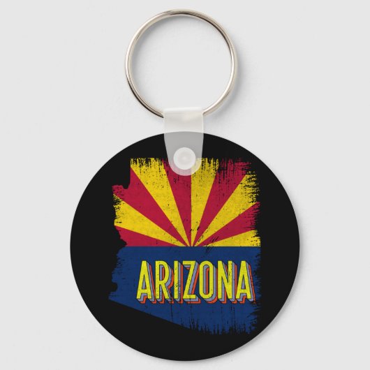  Arizona AZ State Flag Map Souvenir 70s Sleutelhanger (Voorkant)