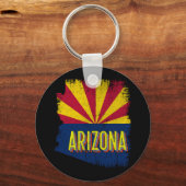  Arizona AZ State Flag Map Souvenir 70s Sleutelhanger (Voorkant)
