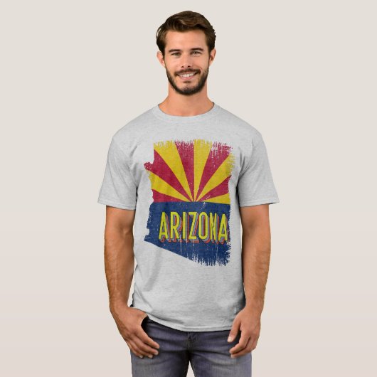  Arizona AZ State Flag Map Souvenir 70s T-shirt (Voorkant volledig)