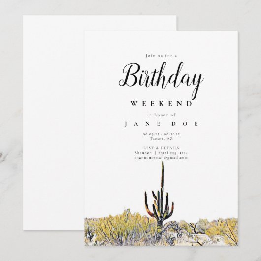 Arizona Birthday Weekend Invitation Kaart (Voorkant / Achterkant)