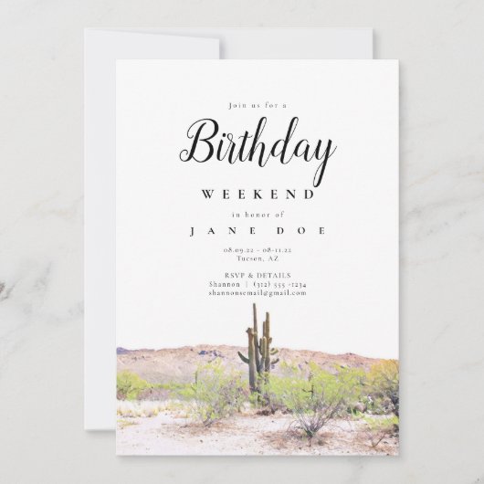 Arizona Birthday Weekend Invitation Kaart (Voorkant)