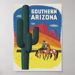 Arizona Boho Cactus Vintage Travel Poster