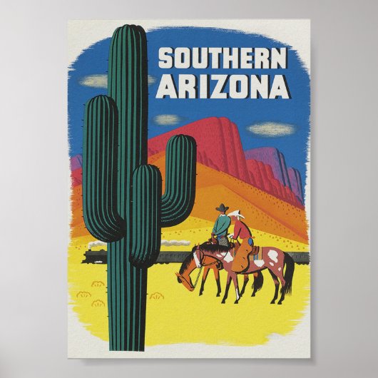 Arizona Boho Cactus Vintage Travel Poster (Voorkant)