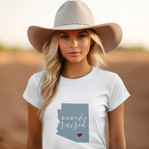 Arizona Born en Raised   State-kaart bewerkbare kl T-shirt