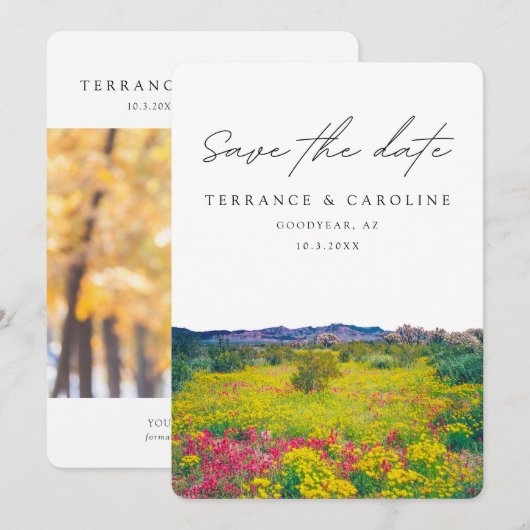 Arizona Bruiloft Wildflower Save the Date Kaart (Voorkant / Achterkant)