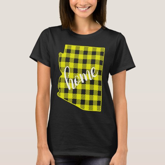 Arizona Buffalo Plaid Home State Country Yellow Pl T-shirt (Voorkant)