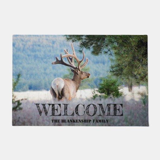 Arizona Bull Elk Full Velvet Antlers gepersonalise Deurmat (Voorkant)