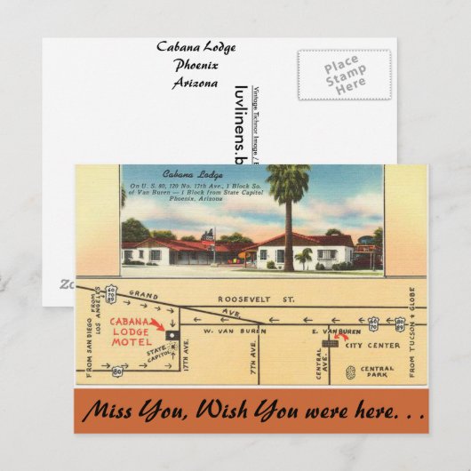 Arizona, Cabana Lodge Briefkaart (Voorkant / Achterkant)