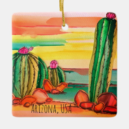 Arizona cacti-Ornament Keramisch Ornament (Voorkant)
